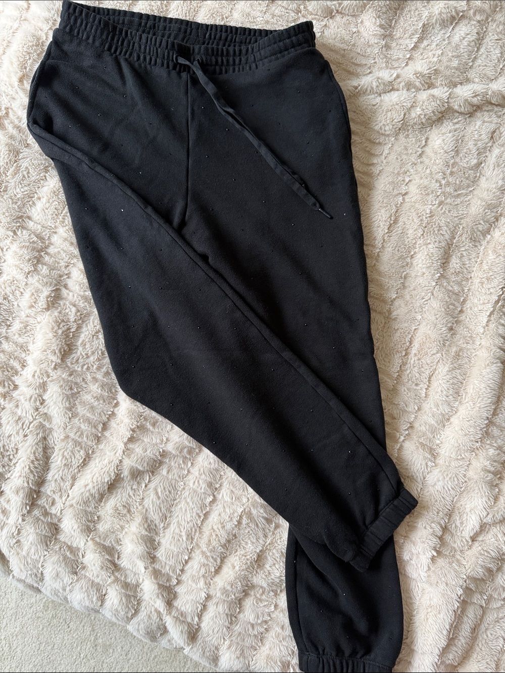 Victoria's Secret Black Fleece sweatpants with black rhinestones!